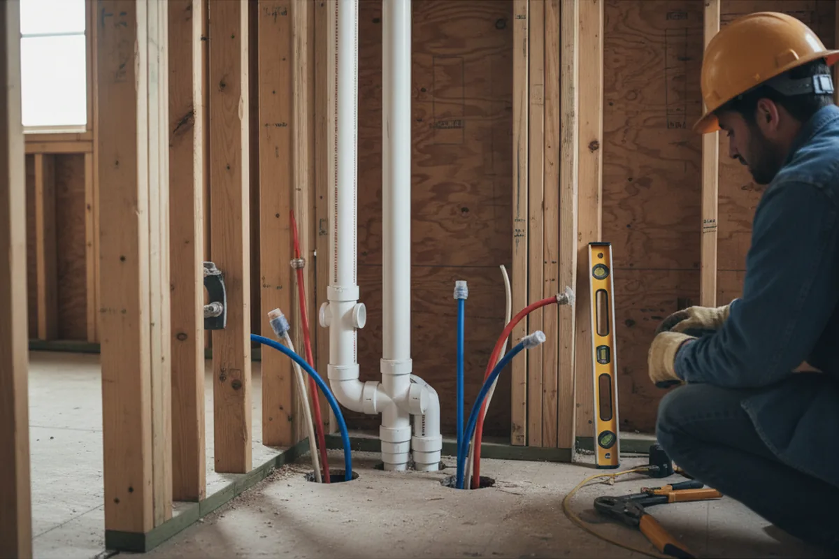 Drain and supply rough-in during Sump Pump Repair in White Hall